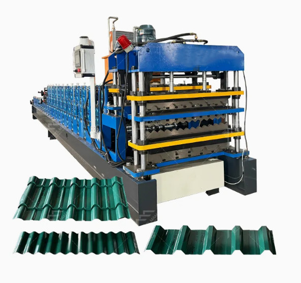 Control de plc 0,3-0,6 mm Máquina de formación de rodillos de doble capa 15m/min Para el techo de paneles Ppgi