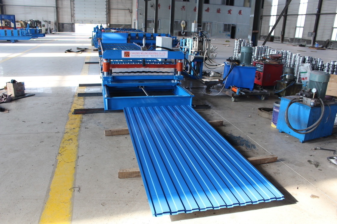Alta precisión totalmente automática de doble capa de acero techo corrugado Ibr hojas de techo de rodillo máquina de moldeado EN soldadura de flexión