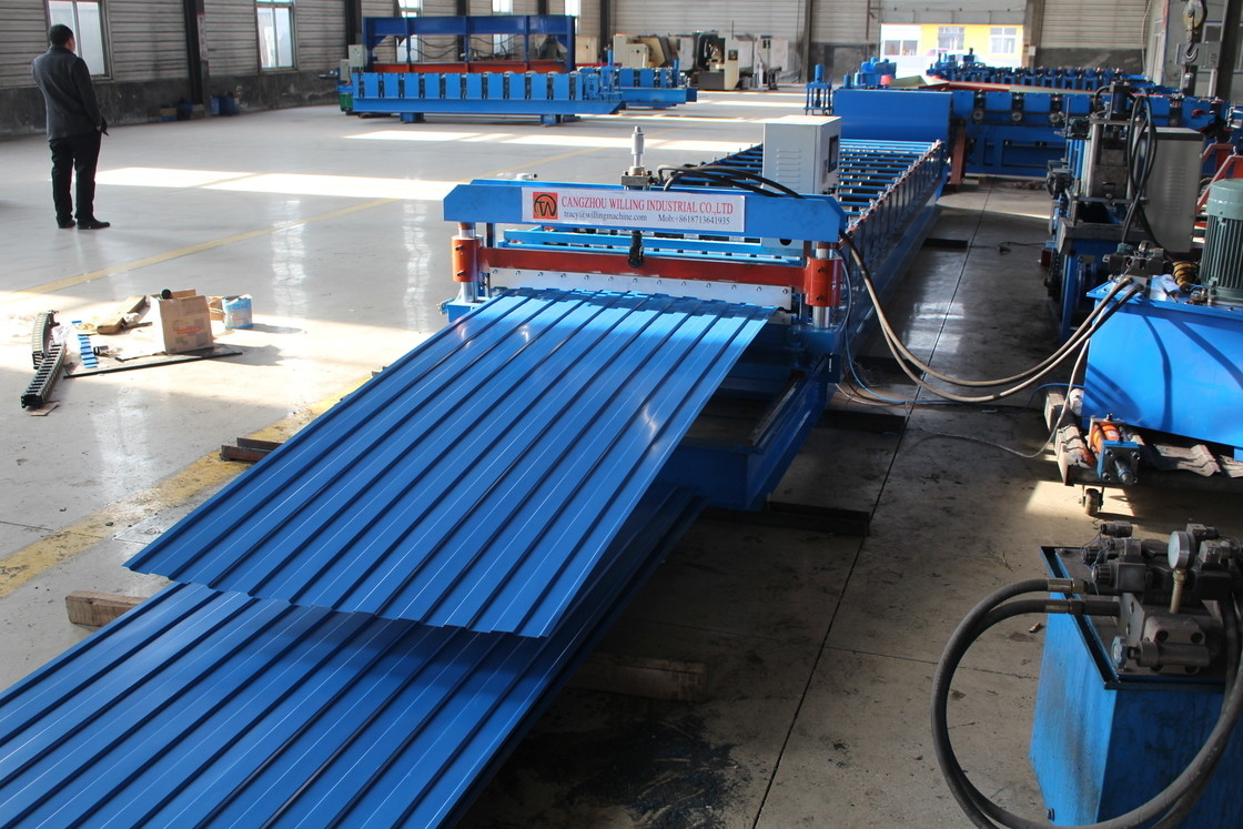 Alta precisión totalmente automática de doble capa de acero techo corrugado Ibr hojas de techo de rodillo máquina de moldeado EN soldadura de flexión