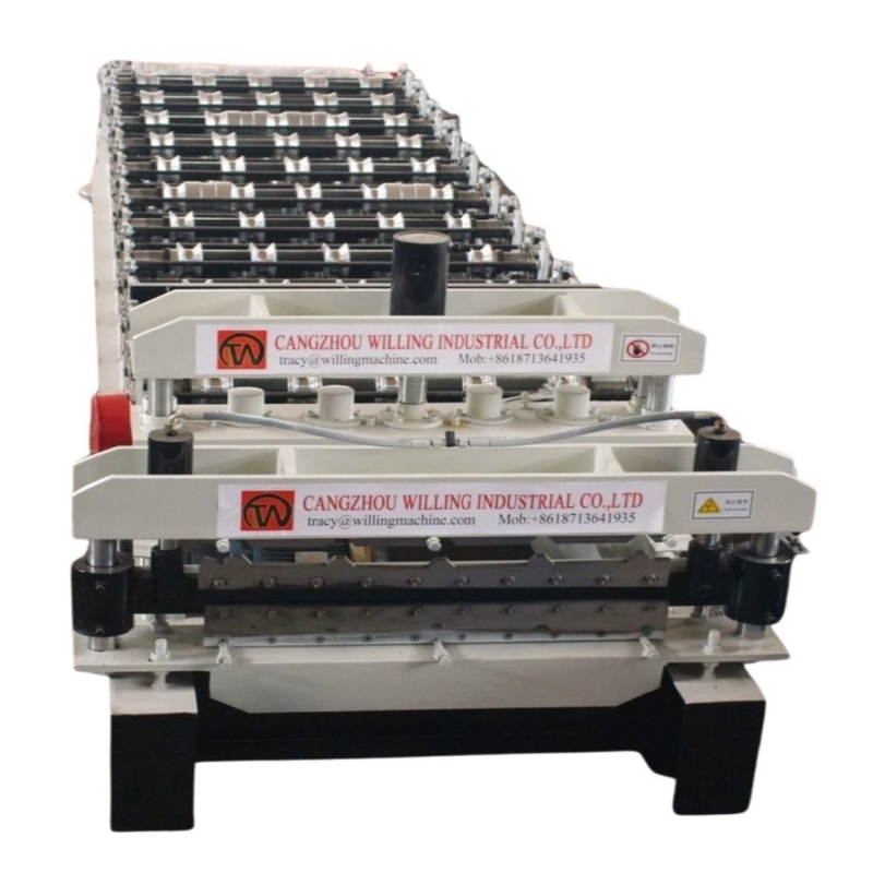 Control de plc 0,3-0,6 mm Máquina de formación de rodillos de doble capa 15m/min Para el techo de paneles Ppgi