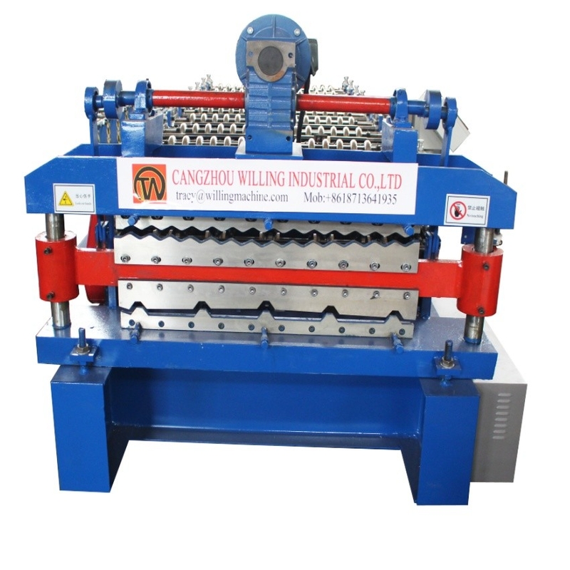 Control de plc 0,3-0,6 mm Máquina de formación de rodillos de doble capa 15m/min Para el techo de paneles Ppgi