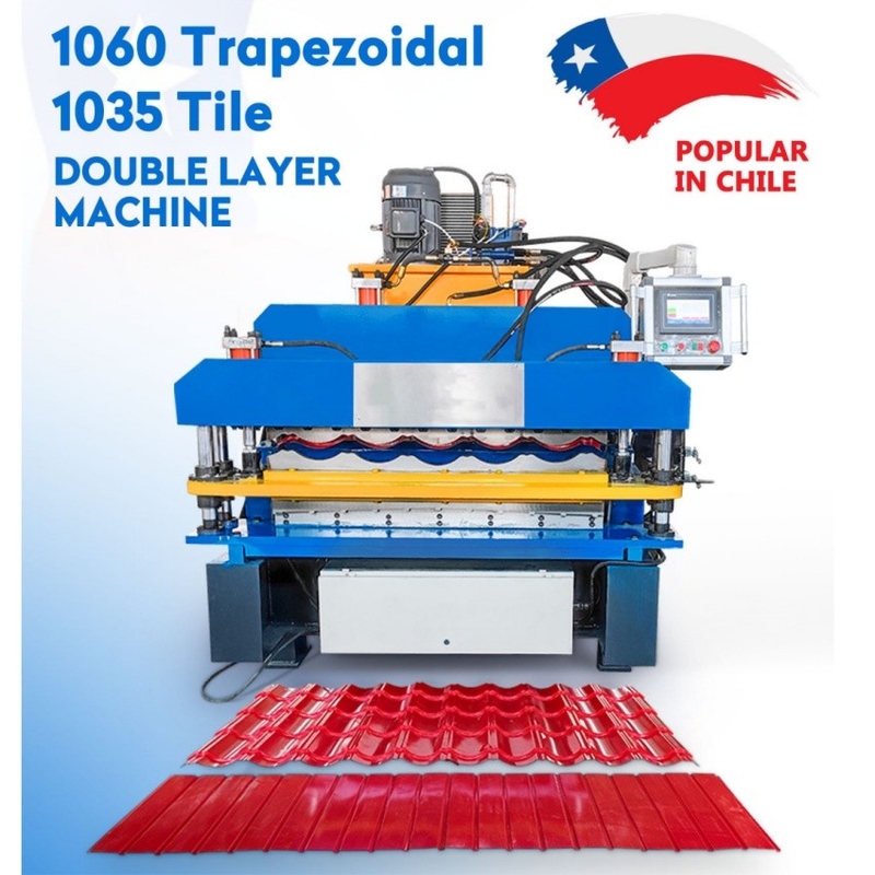 Fabrica directa de acero galvanizado PV4-Ondulado doble capa de metal techo Ibr caja de perfil de techo de chapa de azulejos fríos para hacer la máquina de formación de rollos para Chile
