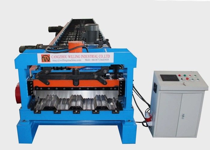 Rollo de acero de la cubierta de piso del metal 1.5m m que forma el Plc de la máquina para los materiales de construcción