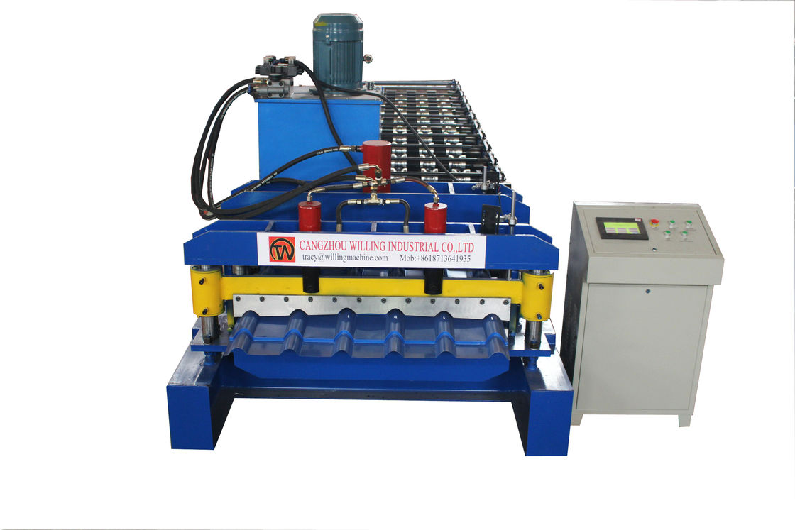 Rollo esmaltado de acero de la teja del color del control del PLC que forma el tipo de la teja del paso de la máquina