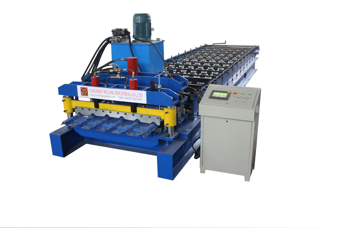 Rollo esmaltado de acero de la teja del color del control del PLC que forma el tipo de la teja del paso de la máquina