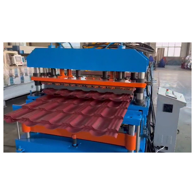 Control PLC Metal Acero frío Vidriado Techo de tejas de fabricación de la máquina paso de tejas de techo de la hoja de rollo de formación de la máquina de fábrica